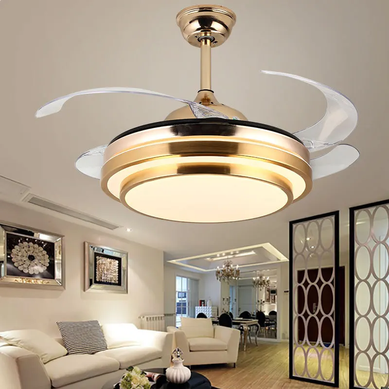 Frequency Conversion Fan Lamp Invisible Ceiling Fan Lights Dining Room Modern Minimalist Living Room Led Remote Control Bedroom