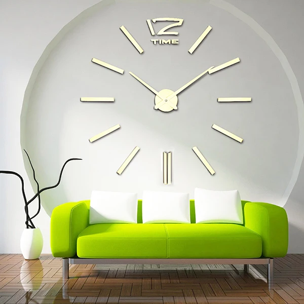 Muhsein New Home Decor Wall Clock 3D Numeral Wall Sticker Clock Large Acrylic Mirror DIY Clock Mute Quartz 37/47 Inch Wall Watch 