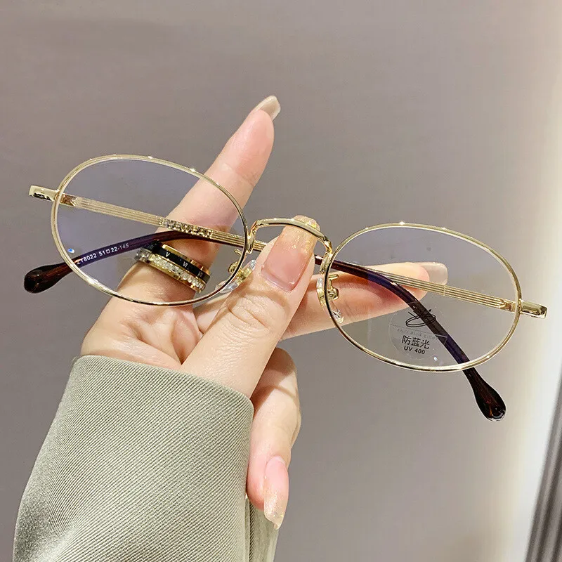 Metal Oval Shades Women Men Trendy Small Round Reading Glasses