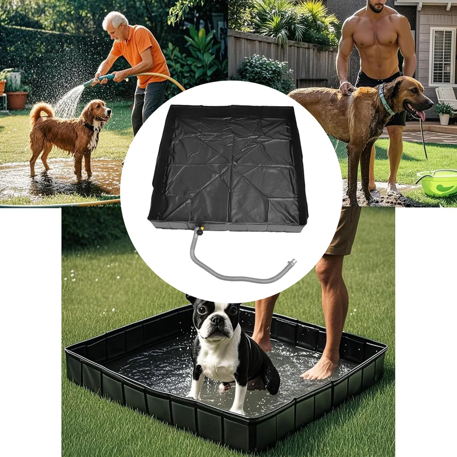 Outdoor Foldable Shower Base 1m Drain Pipe 41 X 41 X 6 Inches Compact Puncture Proof Portable Shower Pan for RV Trailer Beach