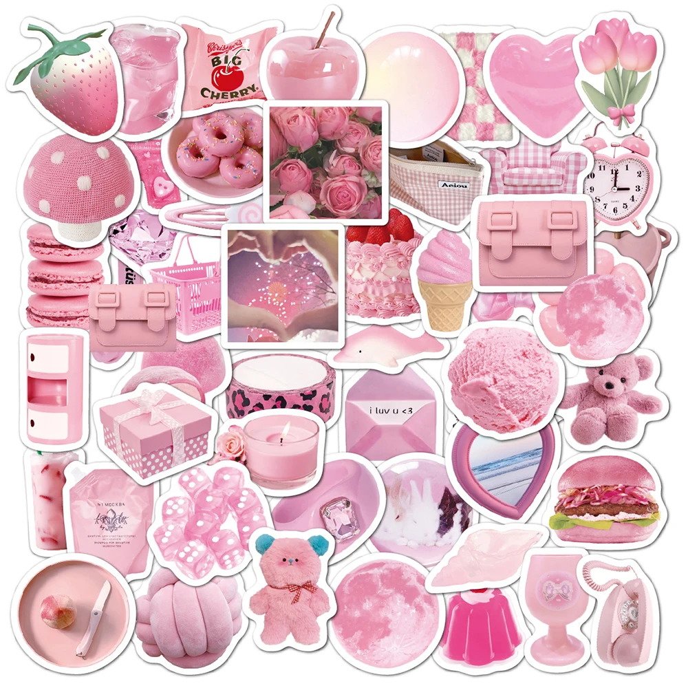 10/30/50pcs Pink Series Girls Stickers Ins Kawaii Cartoon Sticker for Scrapbooking Guitar Suitcase Laptop Toys Decal Decorative 12pcs pack princess sticker diy craft scrapbooking album junk journal decorative stickers