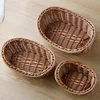 1Pcs Rattan Wicker Woven Serving Baskets for Bread Fruit Vegetable Handmade Oval Storage Basket Display Rattan Basket 1