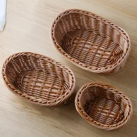 1Pcs Rattan Wicker Woven Serving Baskets for Bread Fruit Vegetable Handmade Oval Storage Basket Display Rattan Basket 1