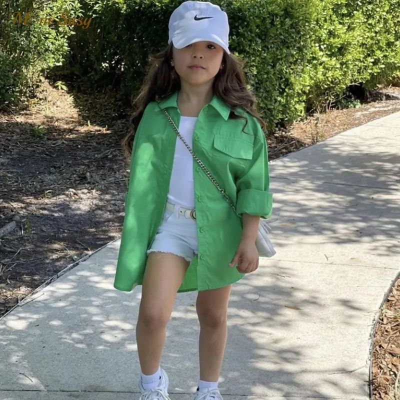 Fashion Baby Girl Boy Shirt Long Loose Infant Toddler Child Blouses Outfit Oversized Spring Autumn Summer Baby Clothes 1-12Y kids shirts