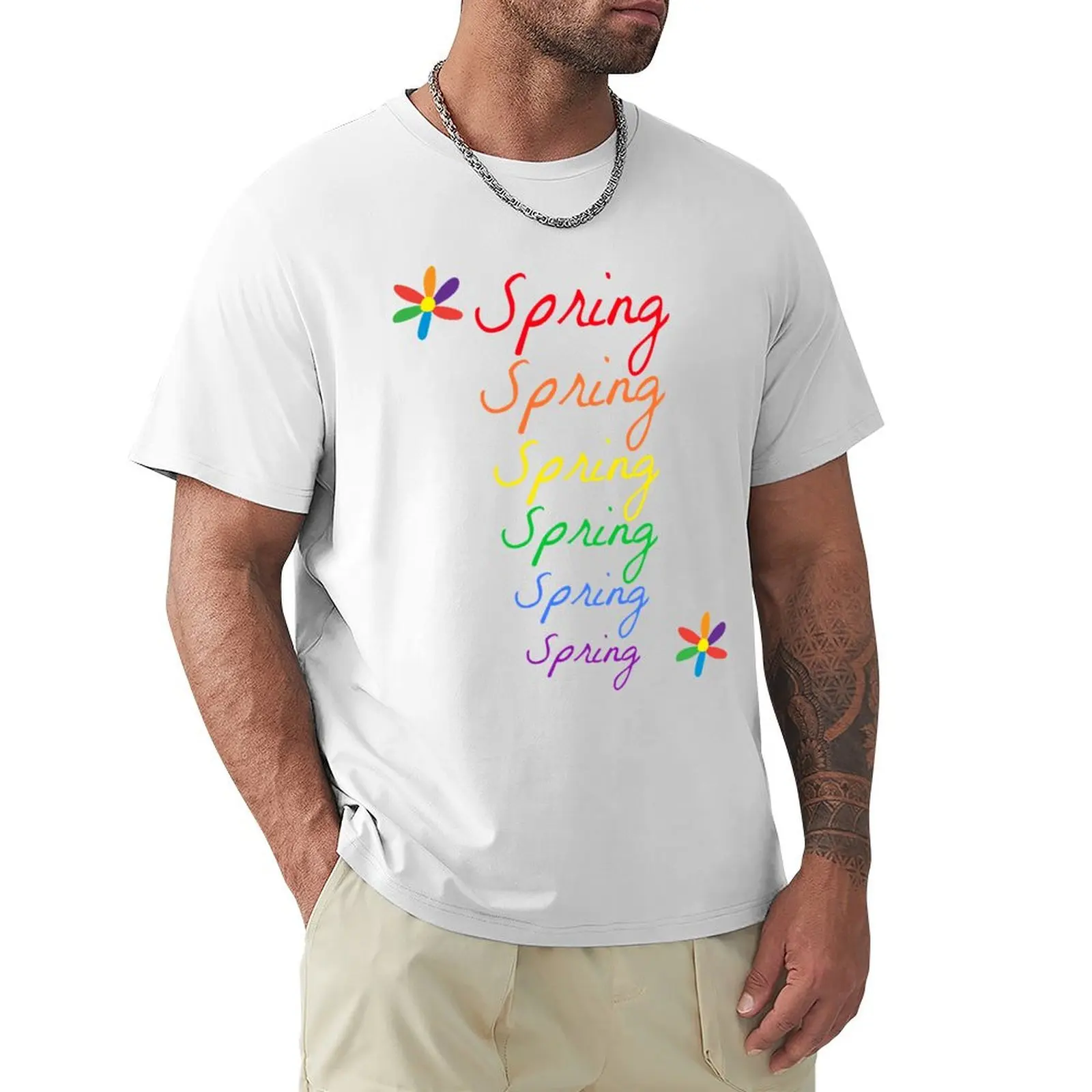 

Spring Flower Rainbow Colours T-Shirt tops quick drying Men's t-shirt