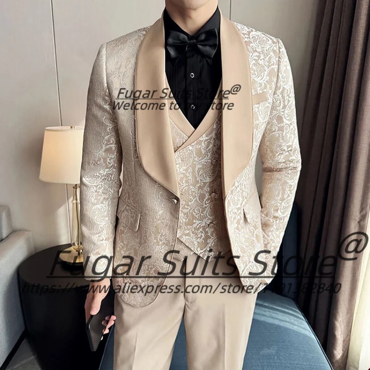 Elegant Formal Wedding Suits For Men Slim Fit Double Breasted Groom Formal Tuxedos 2 Pcs Sets Business Male Blazers Ropa Hombre
