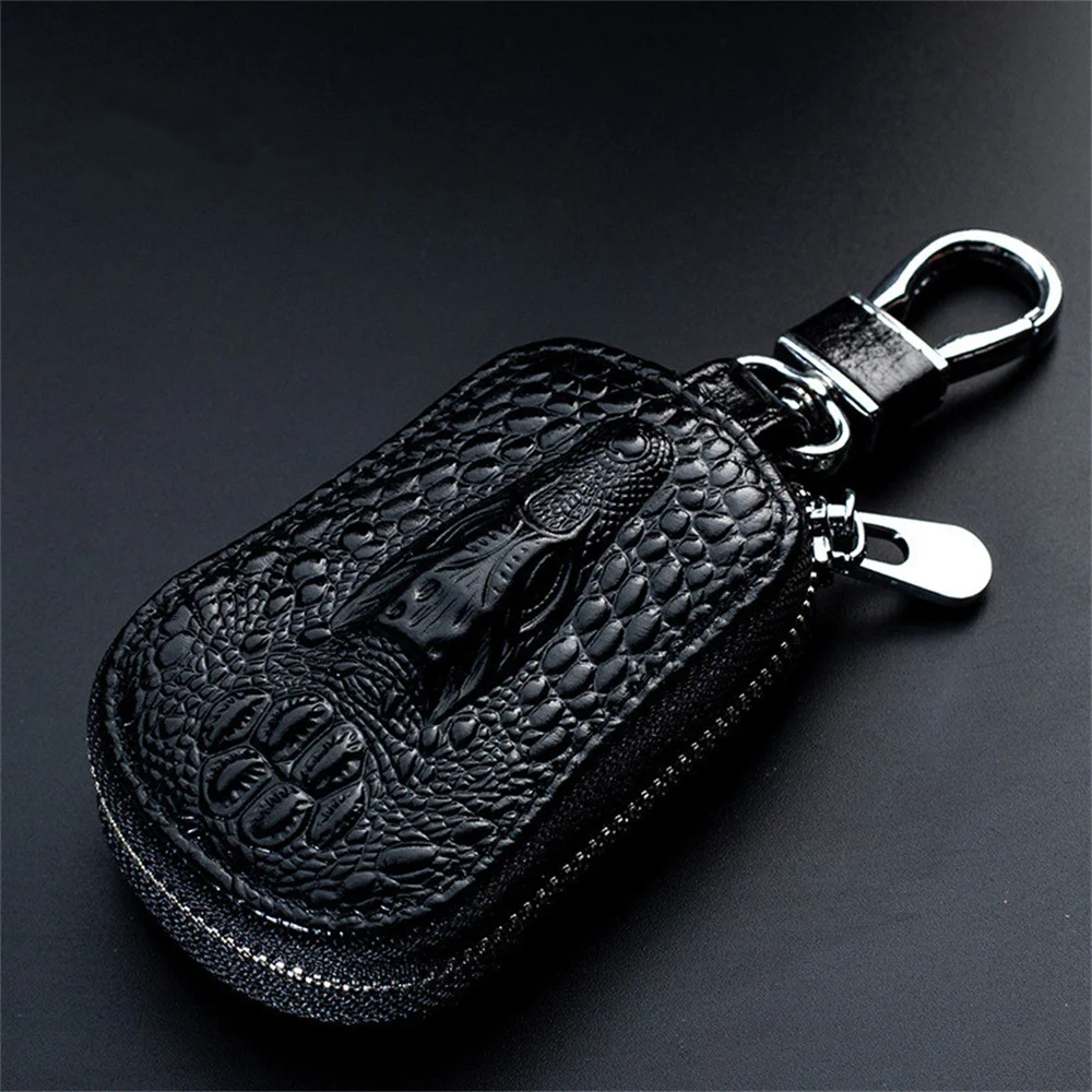 Unisex Leather Key Case For Car Key Wallet Pocket Key Holder Organizer Pouch Keys Organizer Large Capacity Zipper Key Case Bag