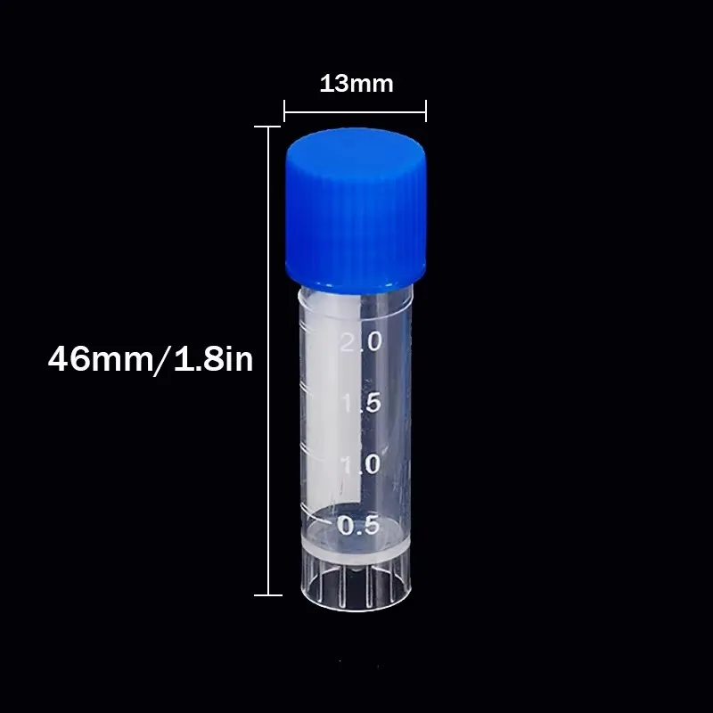 Laboratory Chemical Plastic Test Tube Vial Sealing Cap Packaging Container Office School Chemicals 2ML