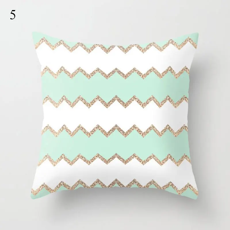 Simple Mint Green Pillow Cover Geometric Print Cushion Covers Sofa Car Cushion Cover 45x45cm Decorative Throw Pillowscase