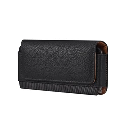 Leather Waist Pouch with Universal Fit for 6.7 - 6.9 in (Black)
