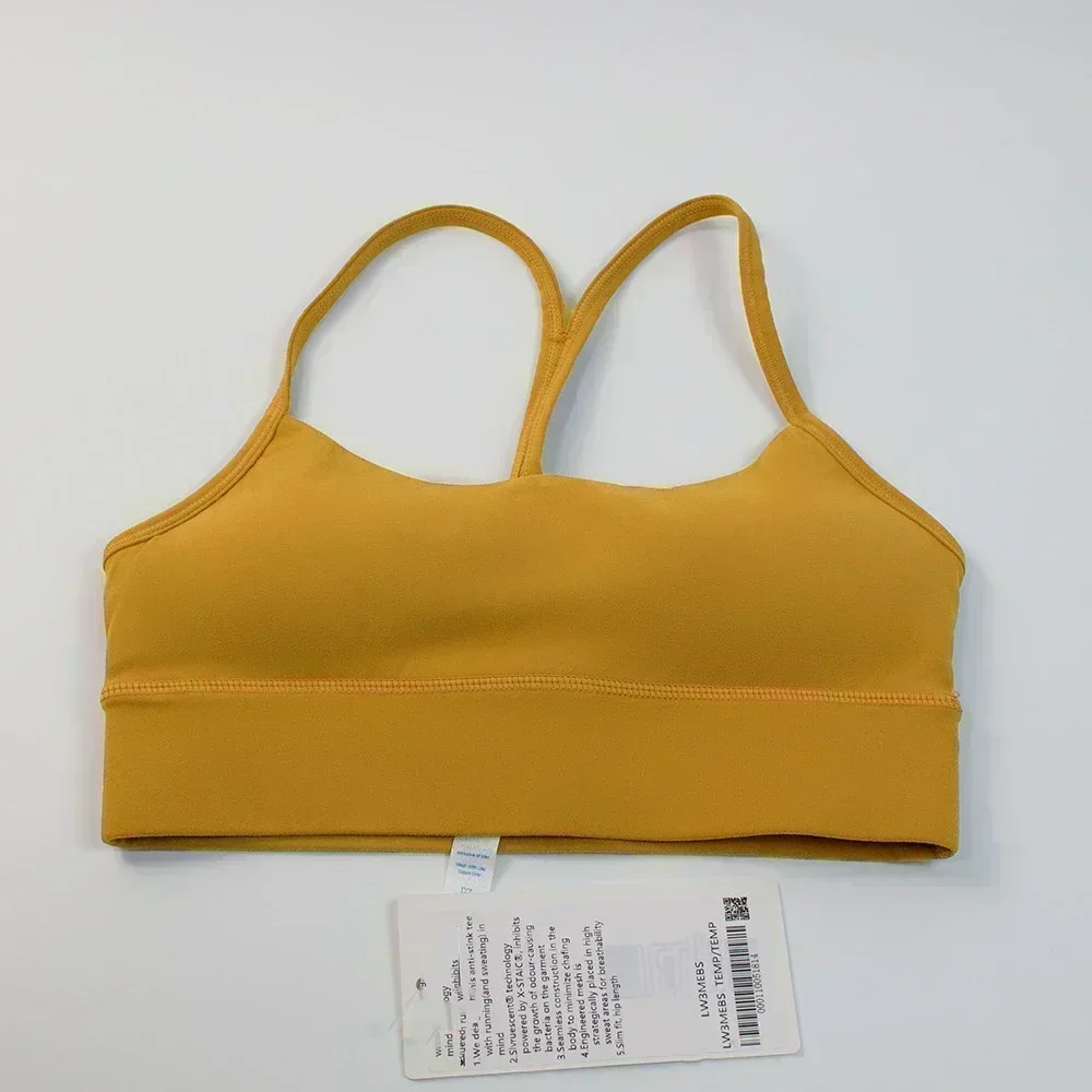 Lemon Cozy Widen Hem Padded Running Sport Bra For Women Y-Shape Racer Back Sexy Spaghetti Strap Yoga Bra Tops with Removable Cup 5