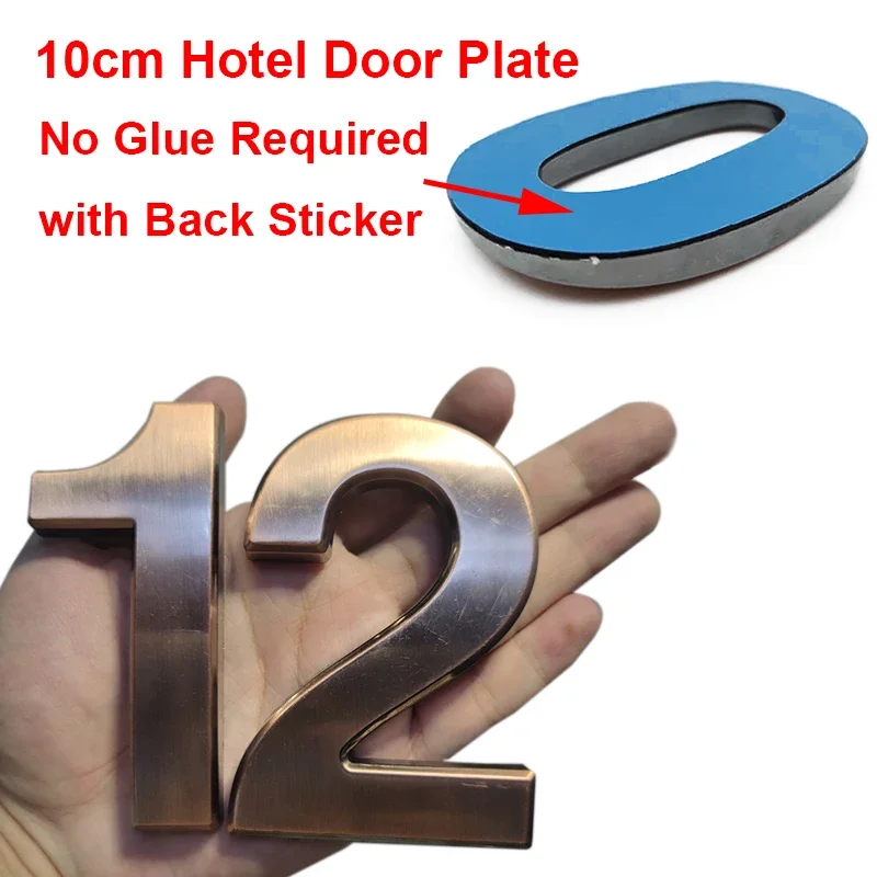 Door Signs Adhesive Backed 10cm Bronze House Numbers Stickers Acrylic ABS Hotel Room Decor Personalized