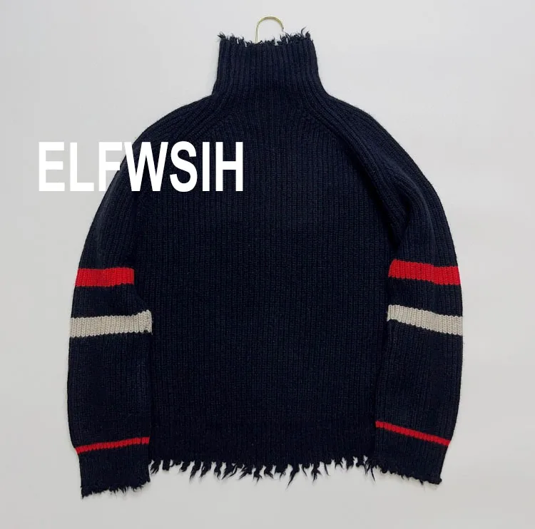 Suéter De Manga Larga A Rayas Con Cuello Polo Para Mujer 