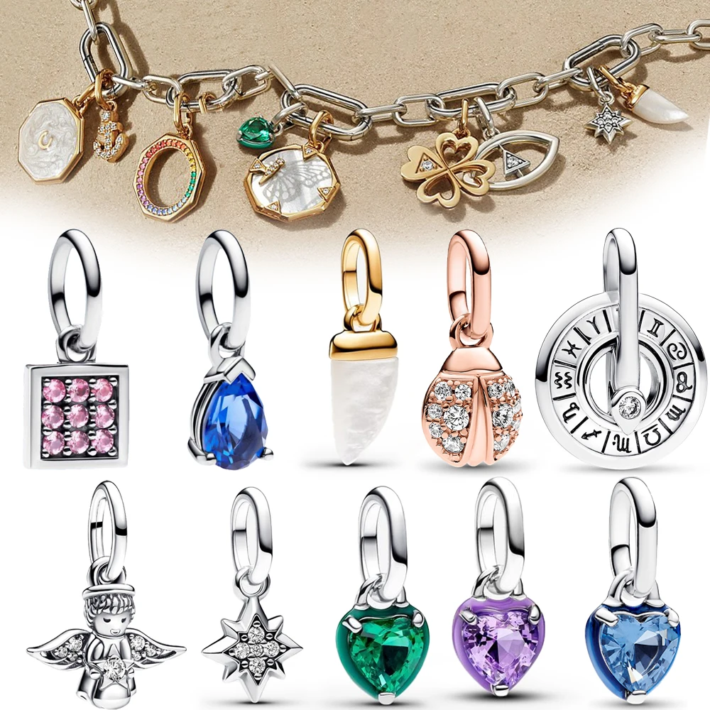 Silver Charm Jewelry Me Series Purple Chakra Heart Mini Charm Fit Brand Bangle 925 Sterling Silver Anchor Mini Charm Women Fine