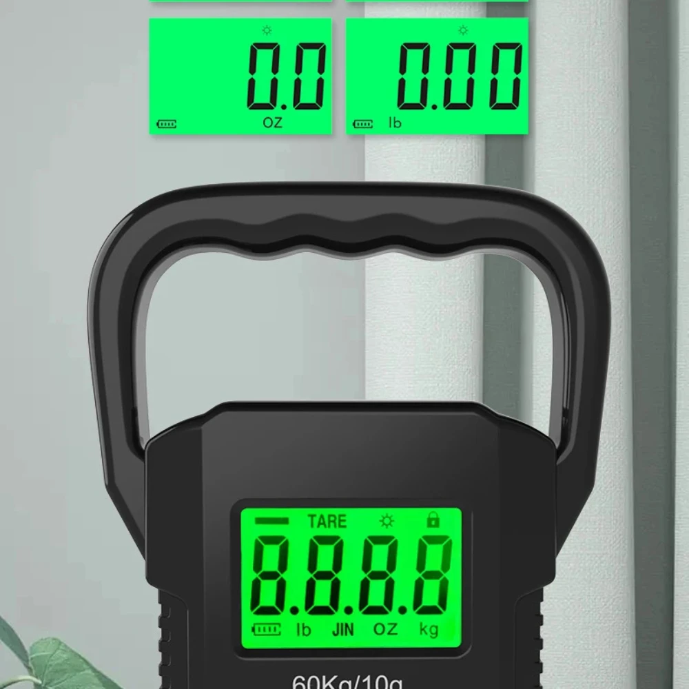 Digital Scale 60kg 10g Electronic Luggage Hanging Scale USB Charging LCD Fishing Weighing Balance