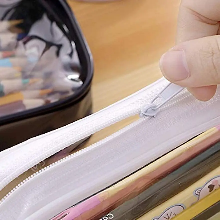 Pencil Case Kawaii Large Capacity Waterproof Transparent Pencil Case Cosmetic Bag For Girls School Office Supplies