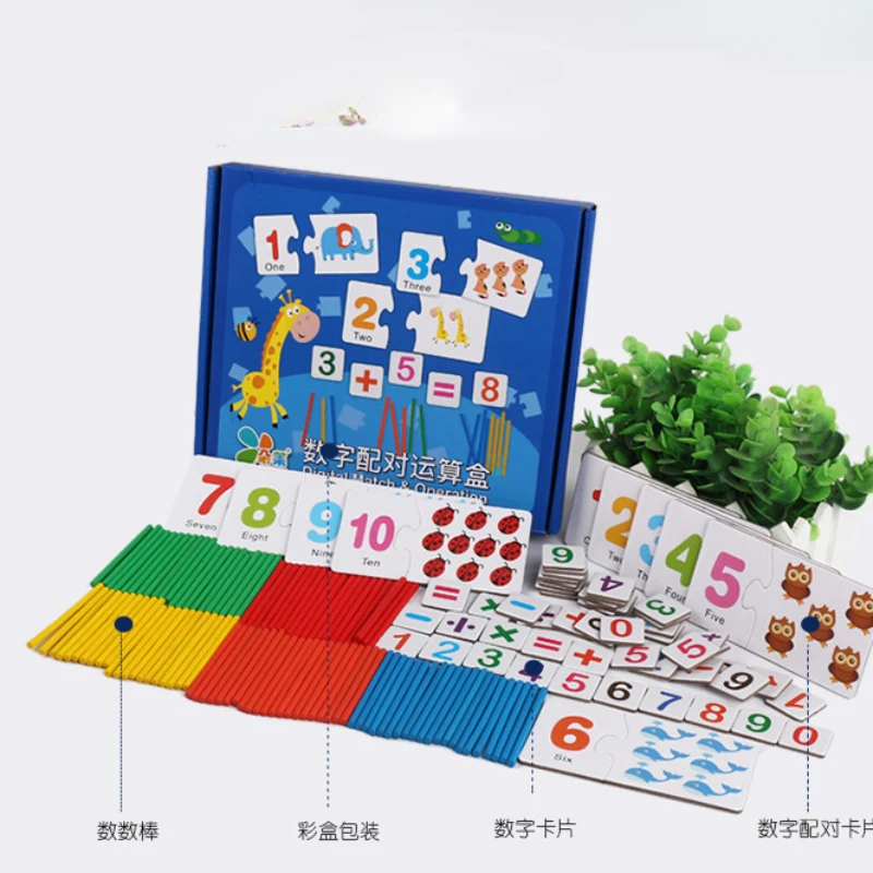 

Baby Wooden Montessori Educational Material Toy Number Matching Counting Sticks Kids Early Learning Mathematical Box New