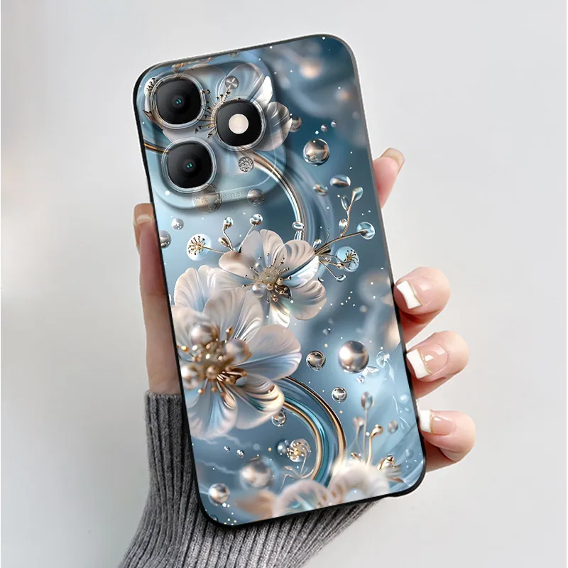 Luxury Fashion Black Soft TPU Silicone Case with Floral and Butterfly Design