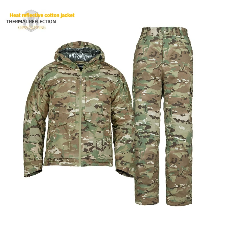 Herren-Taktikjacke mit Wärmereflexion, Tarnung, kalte Zone, Winter, gepolsterter Baumwollmantel, für den Außenbereich, warm, winddicht, langlebig – Detail 4