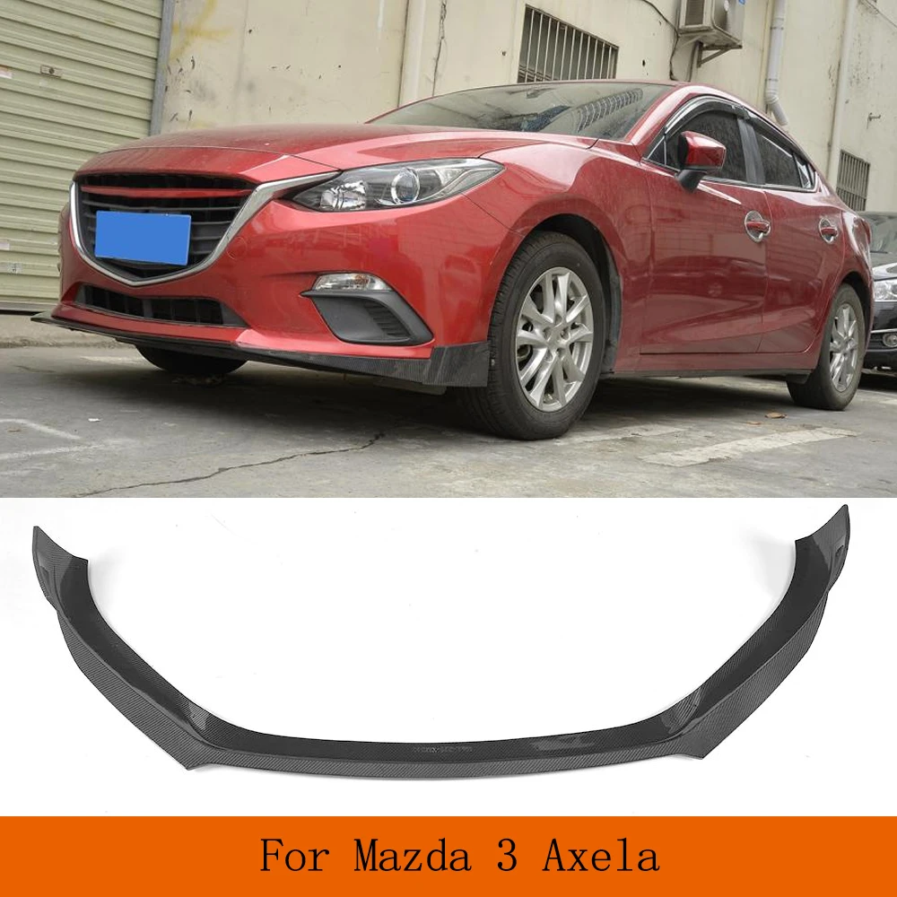

Автомобильный передний бампер из углеродного волокна, спойлер, подбородок, губа, нижний корпус, сплиттер, защитная пластина, отделка для Mazda 3 Axela, 4 двери 2014-2017