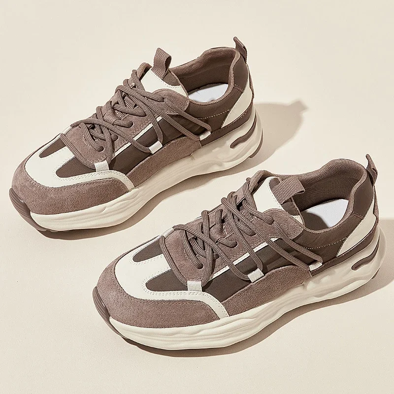 

Genuine Leather Women's Casual Shoes Autumn New Rubber Tennis Thick Sole Board Shoes Platform Sneakers Zapatos Para Mujeres 2024