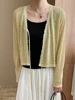 [LANMREM] Casual Lace Strap Cardigan For Women Solid Color Sunscreen Knitted Female Top 2025 Spring Summer New 26A1351 2