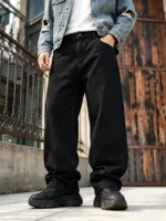 Jeans à Jambes Larges pour Hommes, Pantalon en Denim Droit et Ample, Pantalon Décontracté, Streetwear Hip Hop, Vêtement Quotidien, Mode Masculine, Bas Décontractés 5