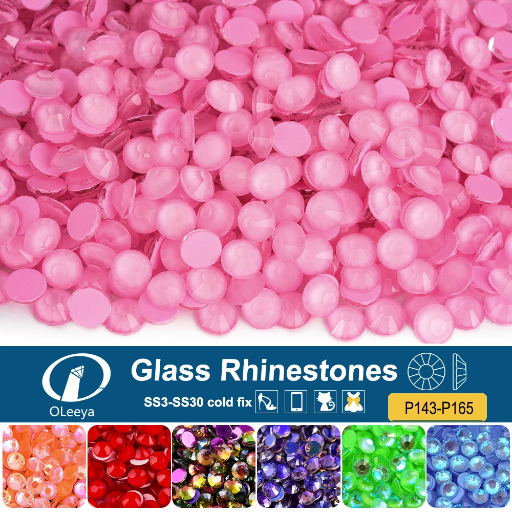 Oleeya P143-P165 Glas-Strasssteine, Kristall, Hochwertige Flachsteine, DIY-Applikationen, Strasssteine für Kleider zum Nähen
