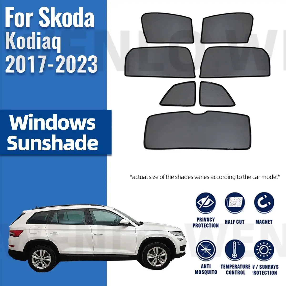 

For Skoda Kodiaq NS7 2017-2023 Car Sun Visor Accessories Window Windshield Cover Sunshade Curtain Mesh Shade Blind Custom