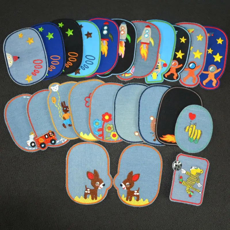 

100pcs/lot Round Embroidery Patch Planet Astronaut Animal Flower Bear Clothing Decoration Accessory Craft Diy Iron Applique