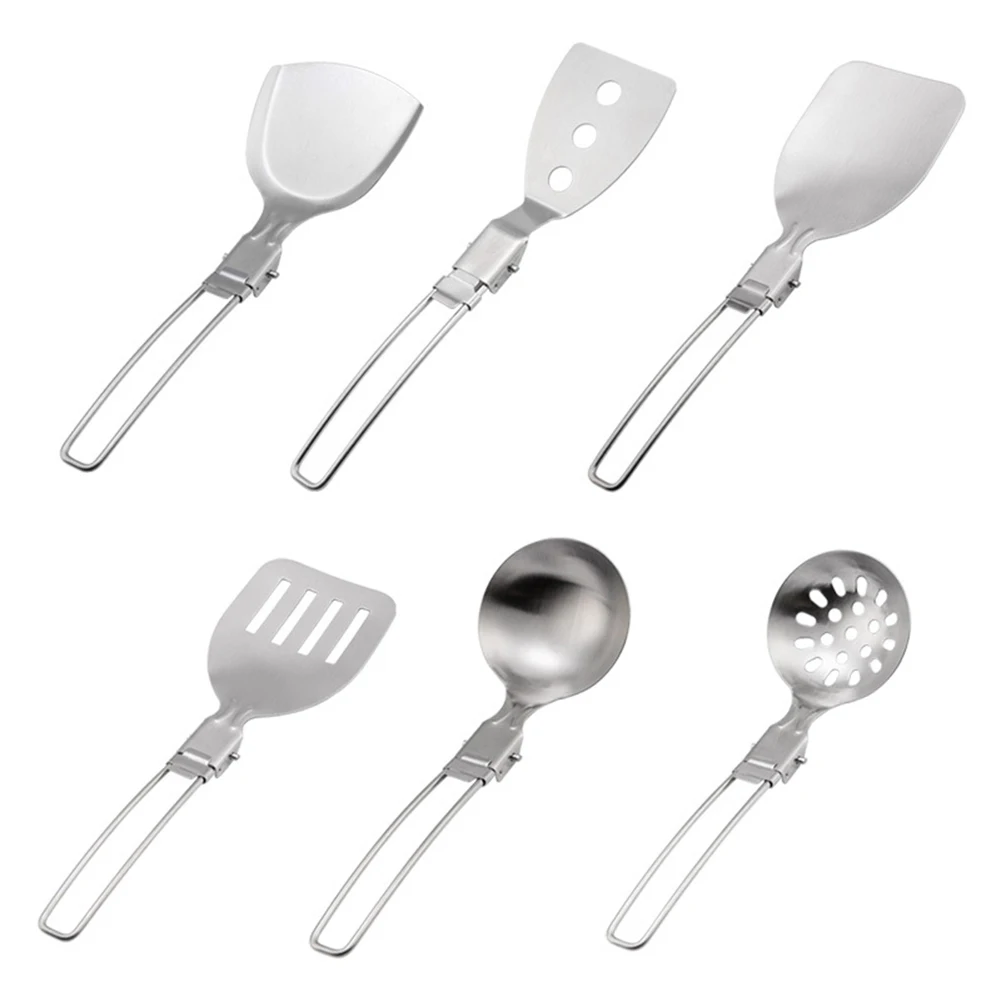Outdoor Camping Tableware Foldable Spoon Soup Ladle Stainless Steel Abrasionresistant Portable