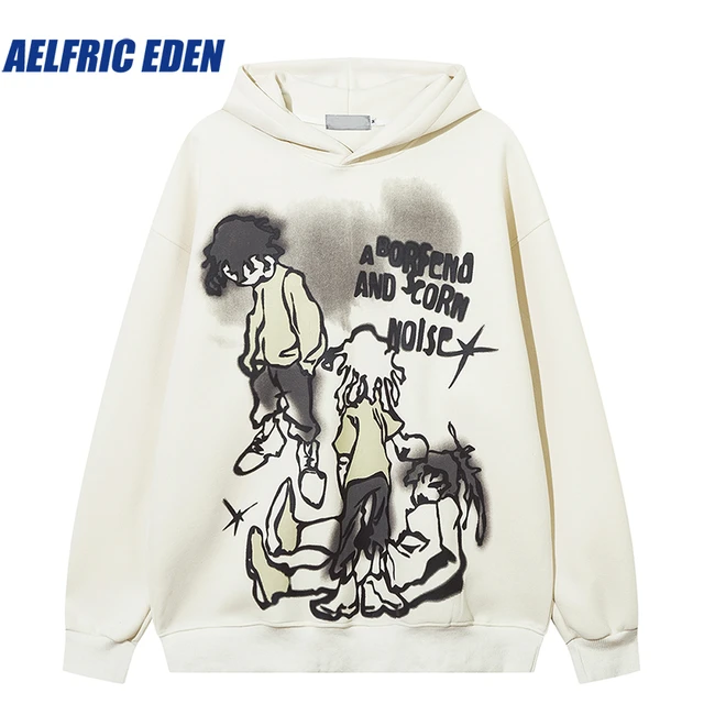 Aelfric Eden Cartoon Line Character Print Y2K Hoodie 2023 men Harajuku Hip  Hop Sweatshirt Hooded Streetwear Casual Pullover Tops - AliExpress