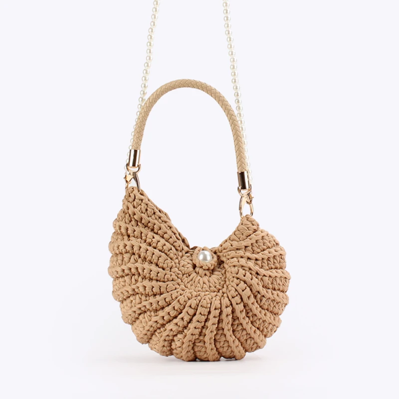 ตัวเลือกสินค้า Conch Shellถักโครเชต์Crossbodyไหล่กระเป๋า,Pearl Chain Handmadeทอกระเป๋าผู้หญิง,Elegantที่ละเอียดอ่อนน่ารักกระเป๋าขนาดกะทัดรัด