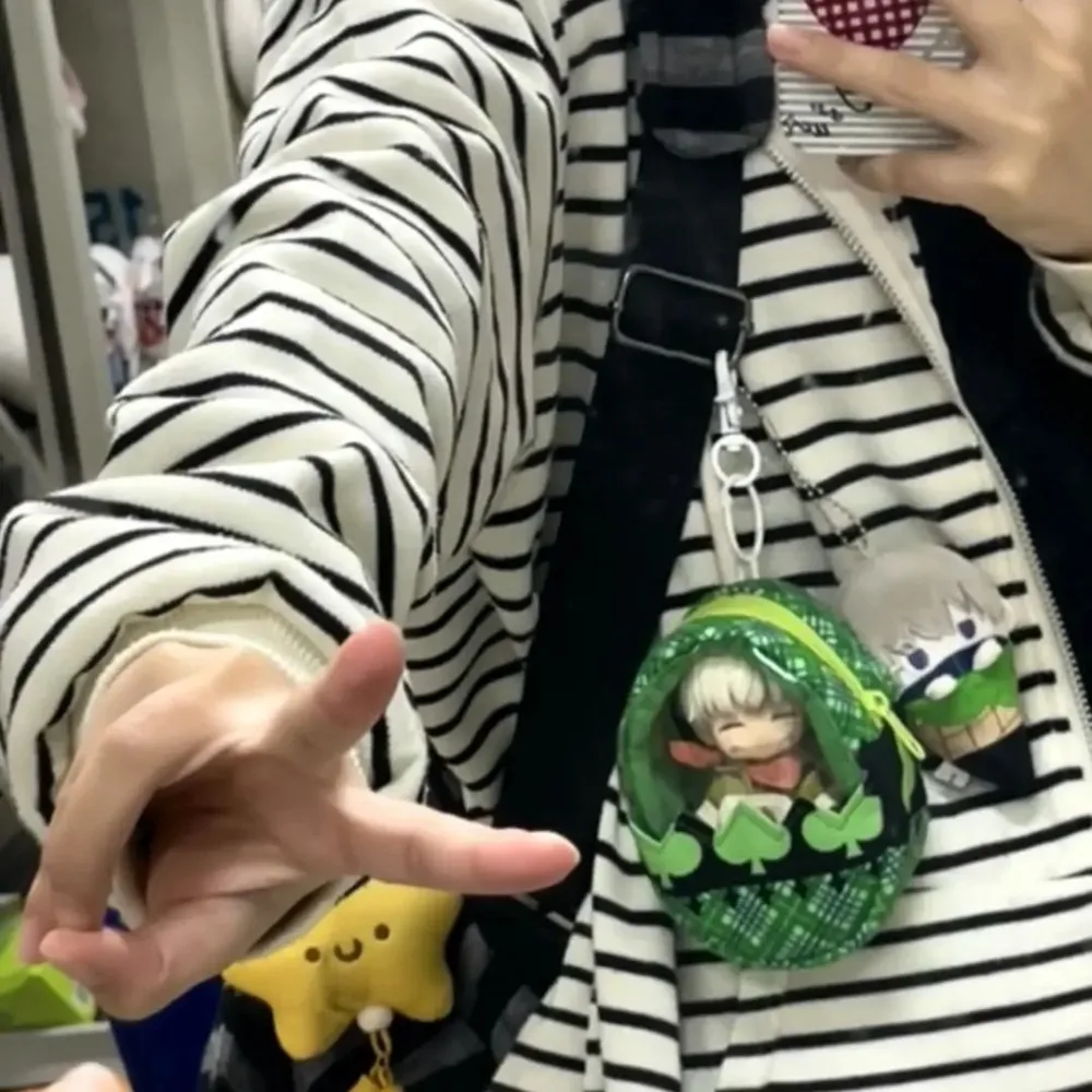 Cute Small Easter Egg Doll Bag Egg-Shaped Transparent Bag Pendant Multipurpose Plaid Pattern Badge Holder