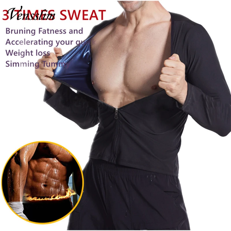 Men Sauna Waist Trainer Tops Sweat Shapewear Shirt Slimming Zipper Thermal Body Shaper body shaper waist trainer slimming vest