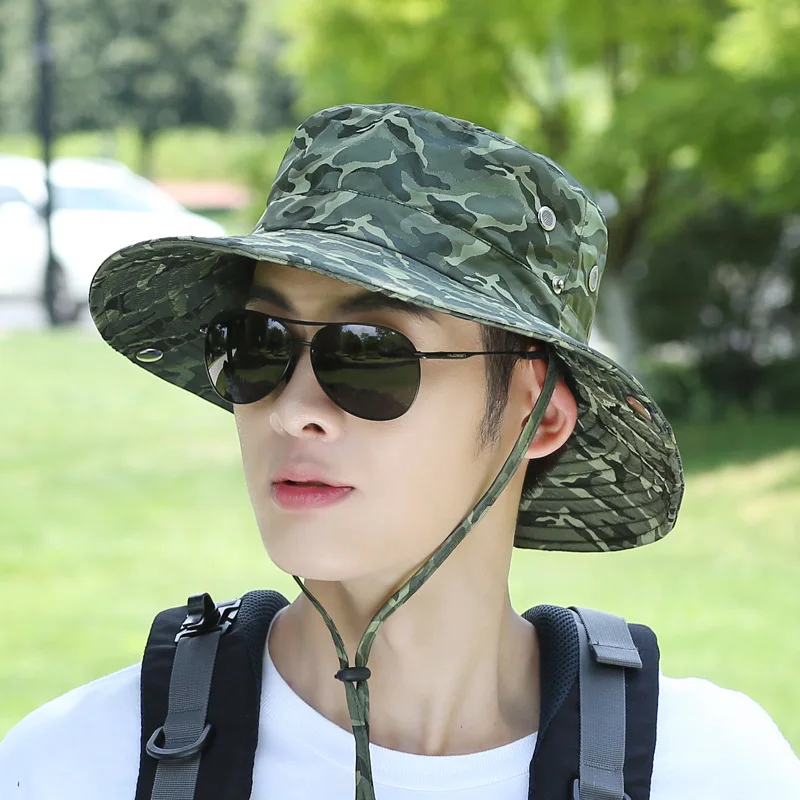 Men'S Outdoor Fisherman Hats Summer Mesh Breathable Sun Protection