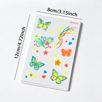 10 autocollants de tatouages temporaires néon UV, motifs variés (papillon, nœud, fleur, étoile, cœur), pour décorer le corps lors de festivals de musique et de soirées en club. 6