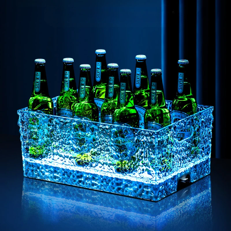 Hot LED Ice Bucket Bar Luminous Commercial Champagne Beer With Handle Large Capacity Night Party Wedding Christmas Rechargeable