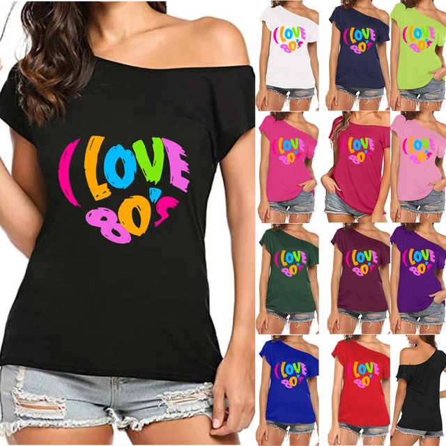 I Love The 80's Shirts for Women 80s Costumes Party Tee Women