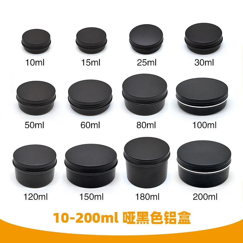 10Pcs 5g 10g 15g 20g 30g 50g 60g Empty Black Aluminum Tins Cans Screw Top Round Candle Spice Tins Cans with Screw Lid Containers