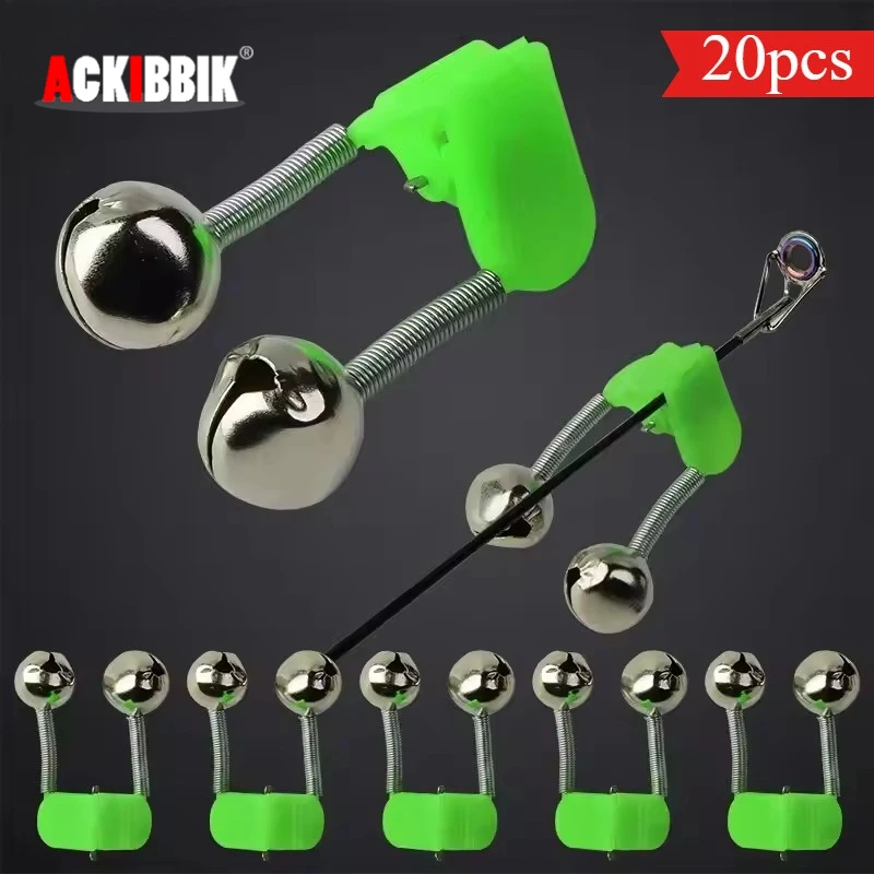 Lot 20 clochettes double anneau Ackibbik - Alarme plastique clip pour cannes, idéal pêche carpe et silure