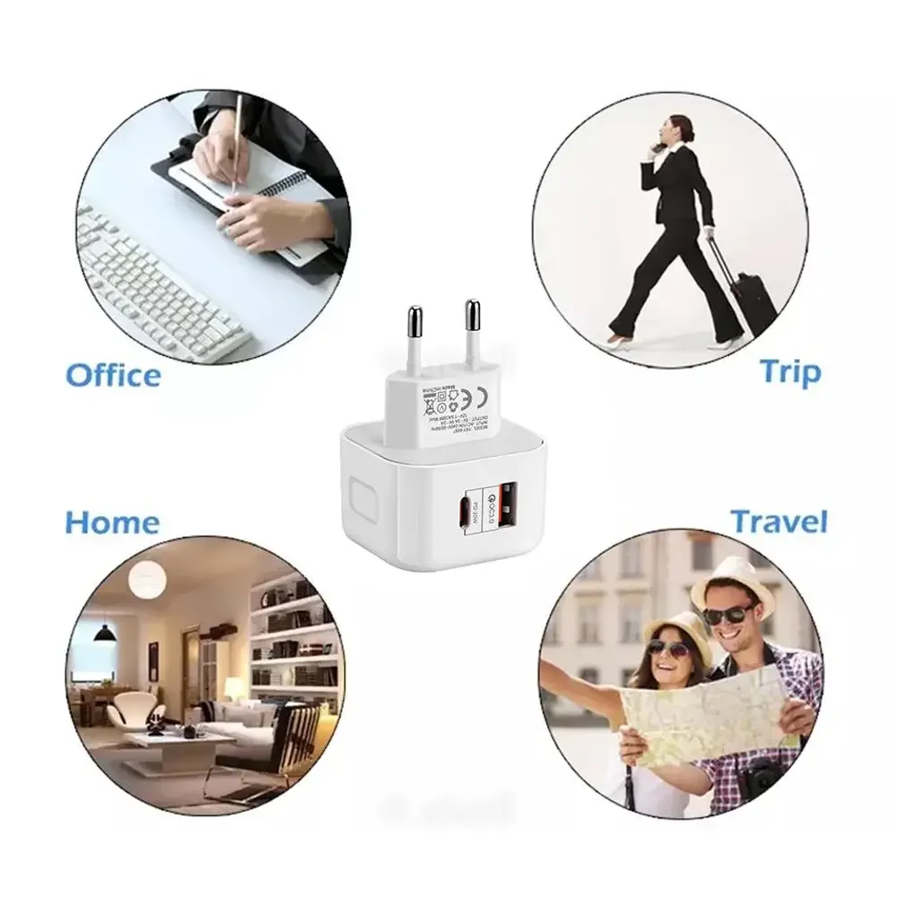 Dual-Port 40W USB-C Fast Charging Wall Adapter
