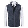 #4869 Autumn Winter Knitwear Sweater Vest Men Zipper Stand Collar Solid Color Outerwear Knitted Vest Man Cardigan Waistcoat Warm 6