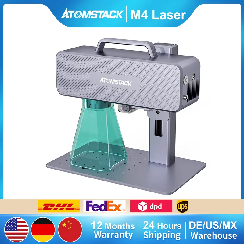 ATOMSTACK M4 Fiber Laser Engraver 12m/s High Speed Desktop Infrared Marking Machine 70x70mm Working area For All Metal Plastic