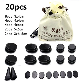 20pcs/set Hot Stone Massage Set Heater Box Relieve Stress Back Pain Health Care Lava Basalt round massage tool stone massager 1