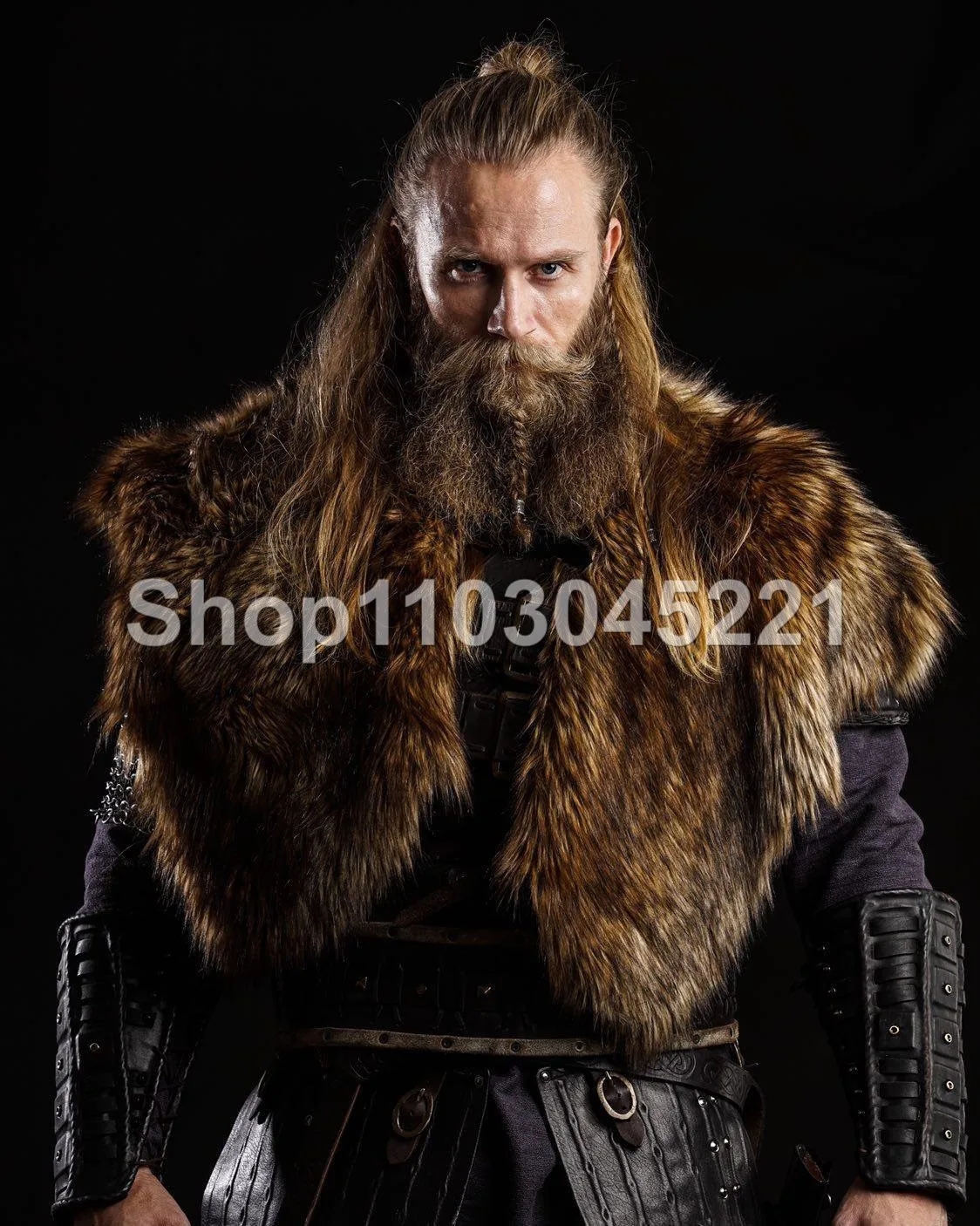 Halloween costume cloak Viking warrior cosplay fur cloak medieval
