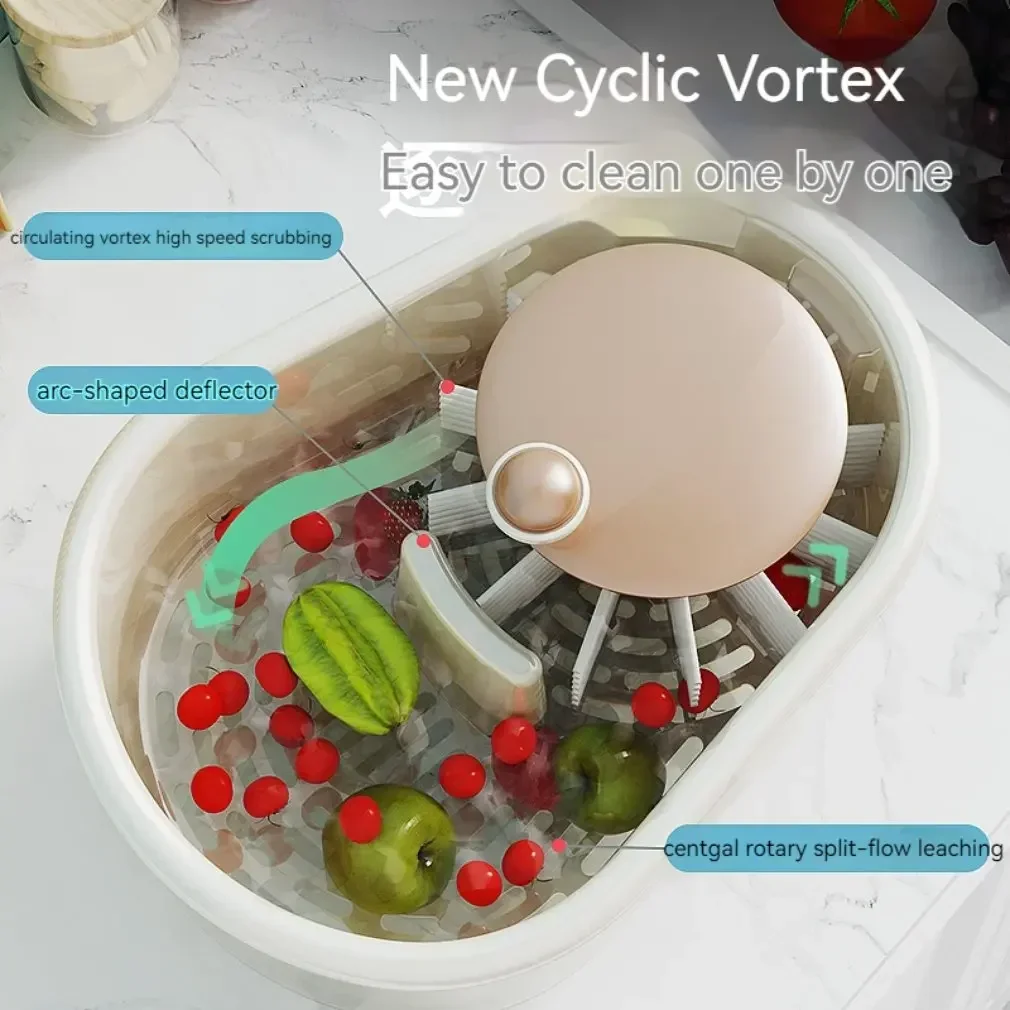 Household Fruit and Vegetable Cleaning Machine Manual Water Salad Spinner Fruit Drain Basket 1pc Kitchen Accessories