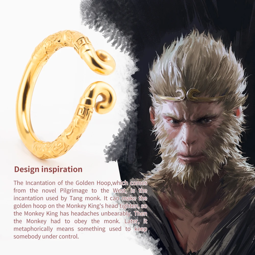 Black Myth: Anello Per Gallo Wukong In Argento/Oro-Cerchio Per Glande In Acciaio Inossidabile Per Eiaculazione Ritardata E Gioco Di Castità