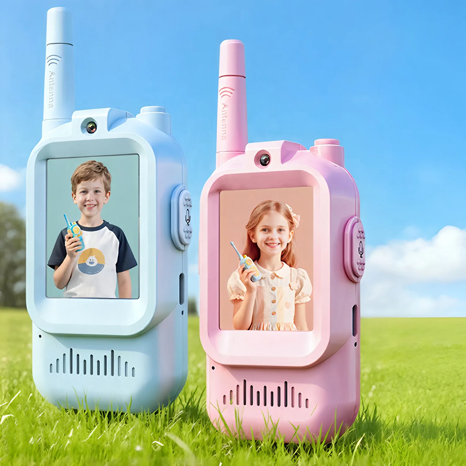 Rechargeable Kids' Video Walkie Talkies - Fun & Easy Communication with Cute 2-Inch Screen