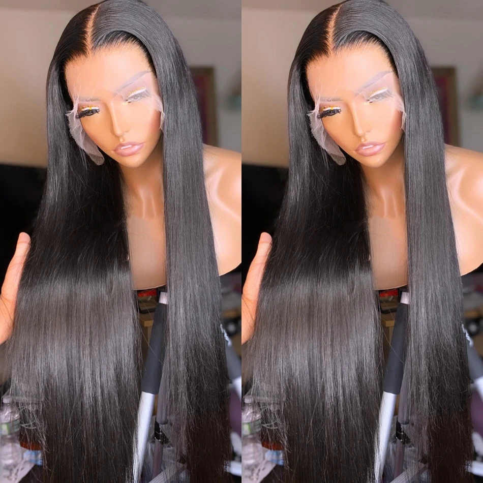 Transparent 13x6 Lace Front Human Hair Wigs Brazilian Straight Lace Frontal Wig For Black Women PrePlucked 4x4 Lace Closure Wig